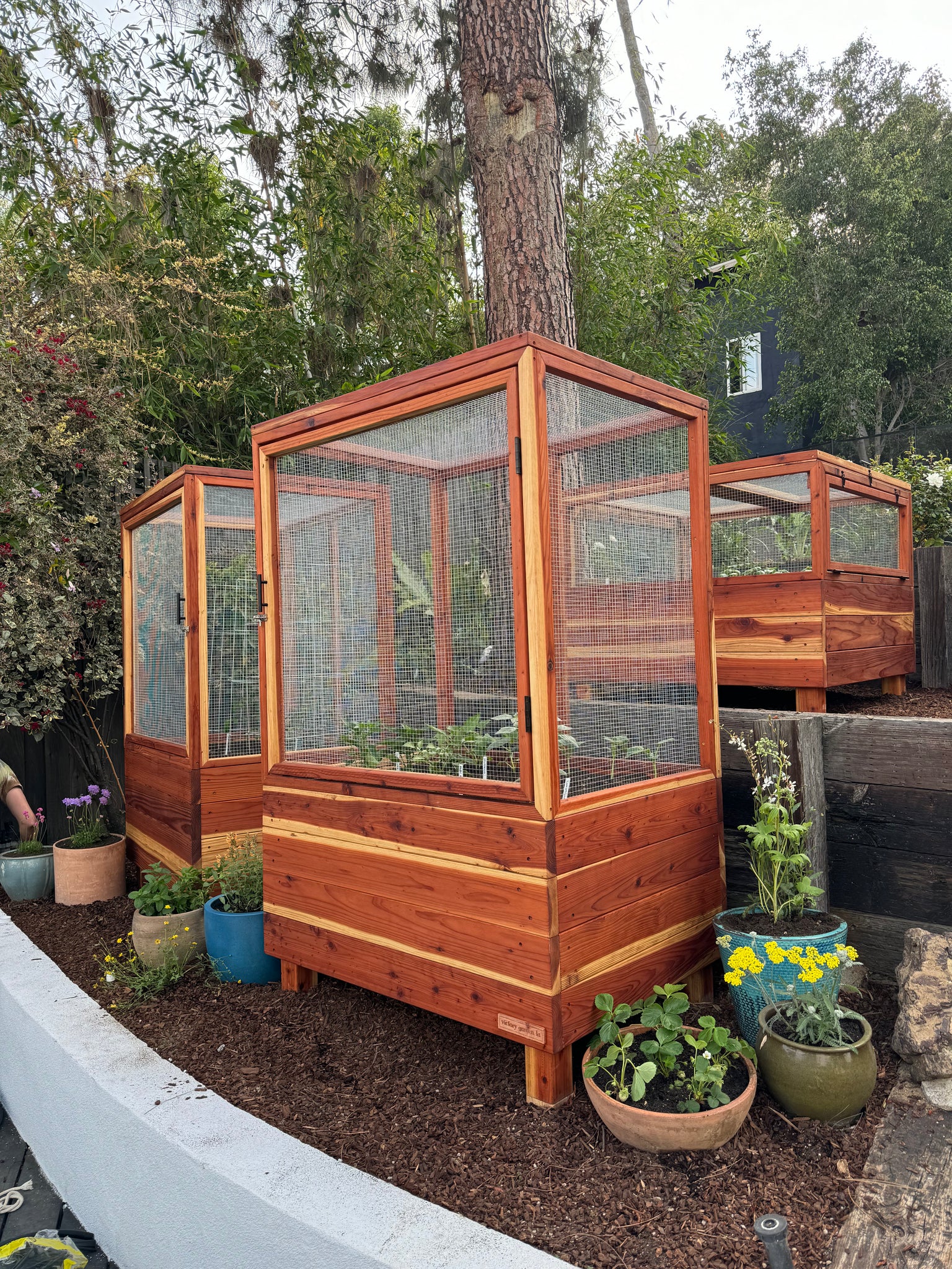 redwood box planters Redwood Raised Garden Bed – victory garden la